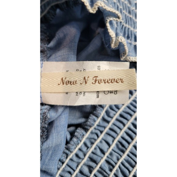 Now And Forever Chambray Off The Shoulder Tunic Size Large Blue Embroidery Boho - Picture 9 of 11